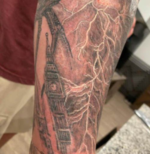 Building With Lightning Tattoo