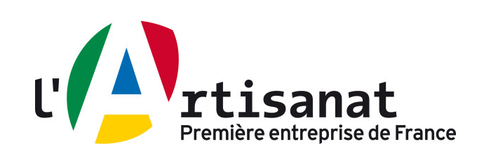 Logo de l'Artisanat, avec un « A » stylisé en vert, bleu, rouge et jaune. Inscription : « Première entreprise de France ».