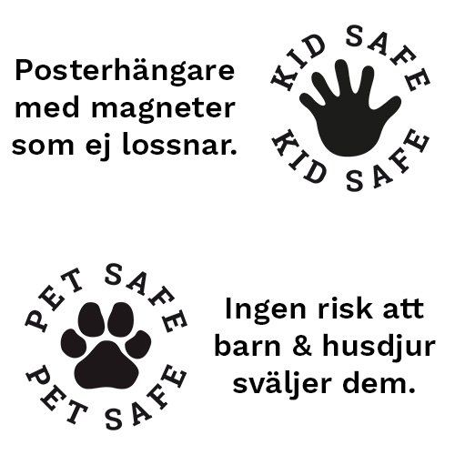 Posterhängare säkra för barn och djur