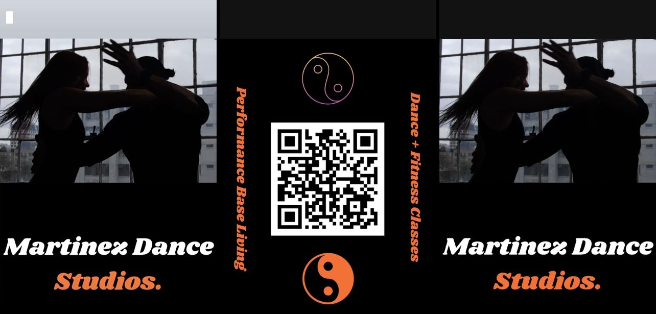 A martinez dance studios ad with a qr code