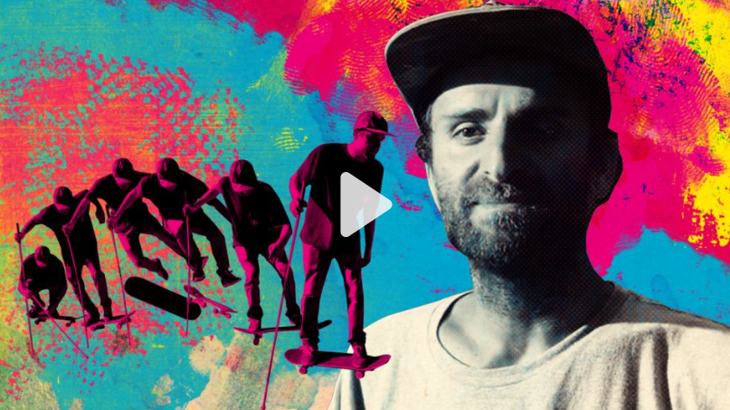 Dan Mancina drops in on a concrete pyramid on his skateboard.
