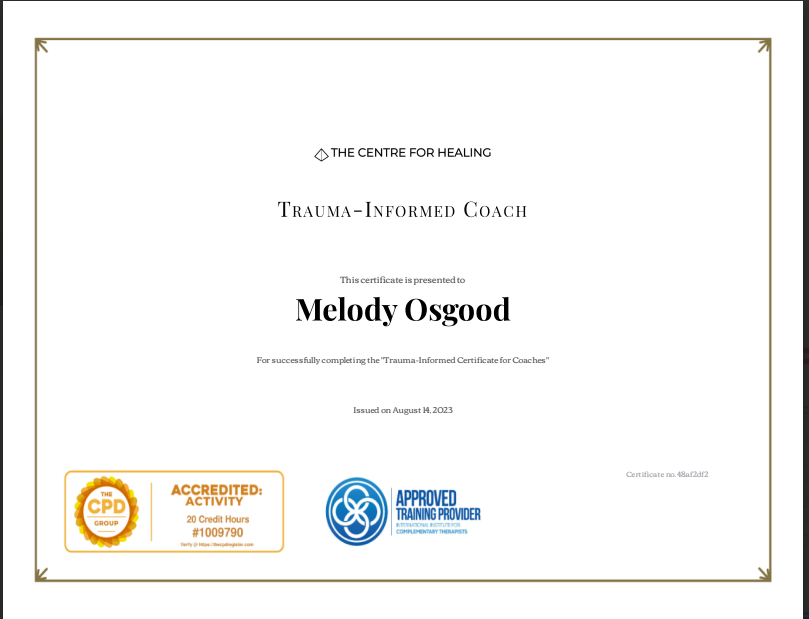 Certificate of completion with text 