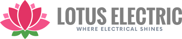 Lotus Electric logo: pink lotus flower, gray text. "Where electrical shines."