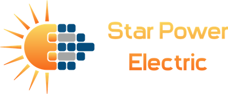 Star Power Electric logo with orange sun and blue plug icon on white background