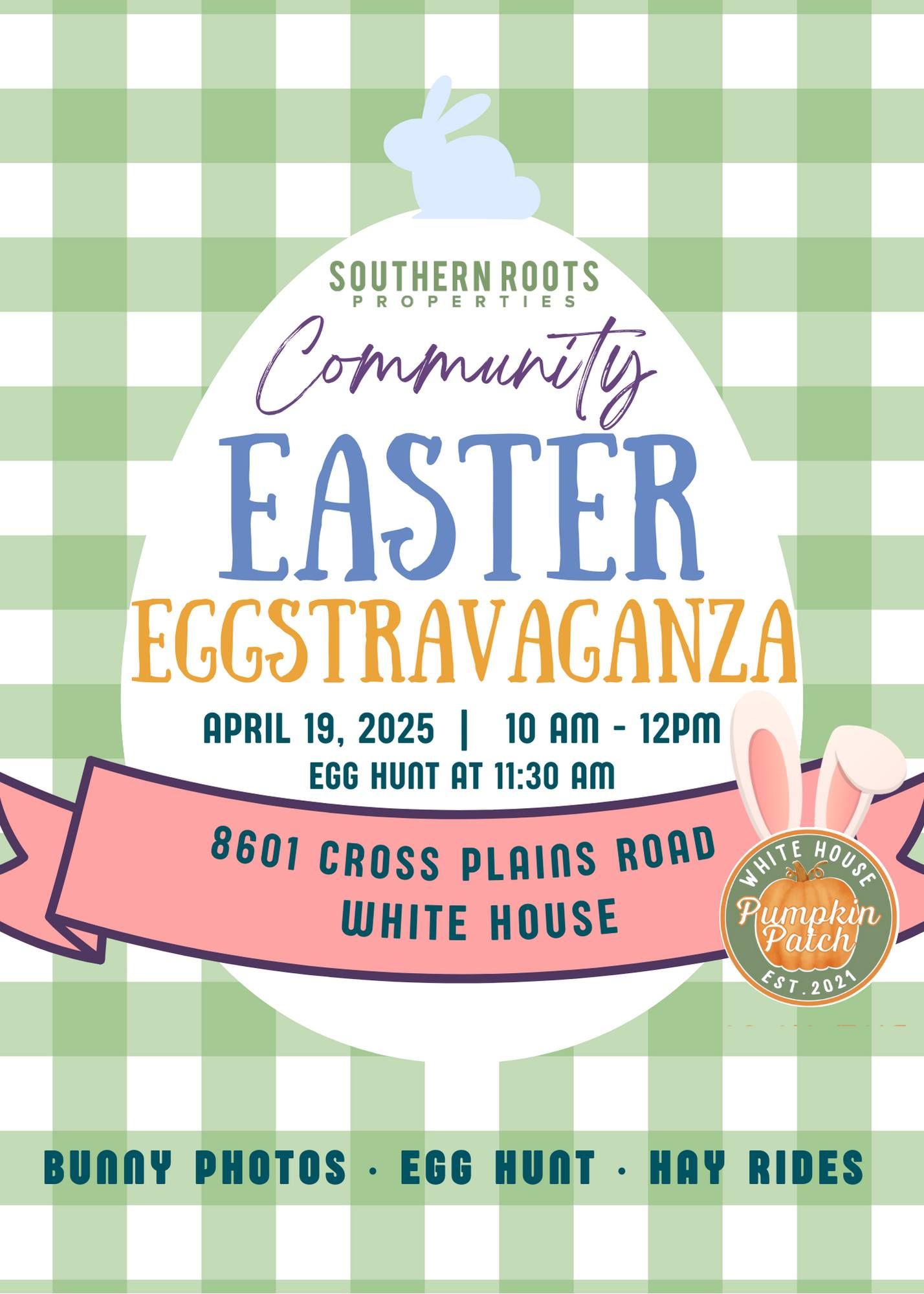 A poster for a community easter eggstravaganza.