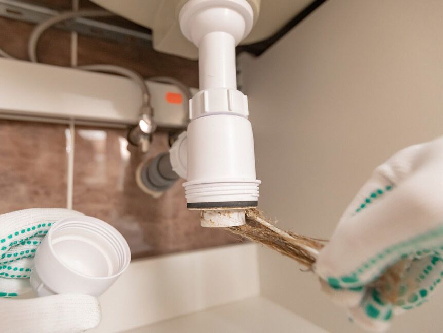 A Person Is Fixing A Sink Pipe With A Pair Of Pliers — Flavell Plumbing (NT) Pty Ltd In Ciccone, NT