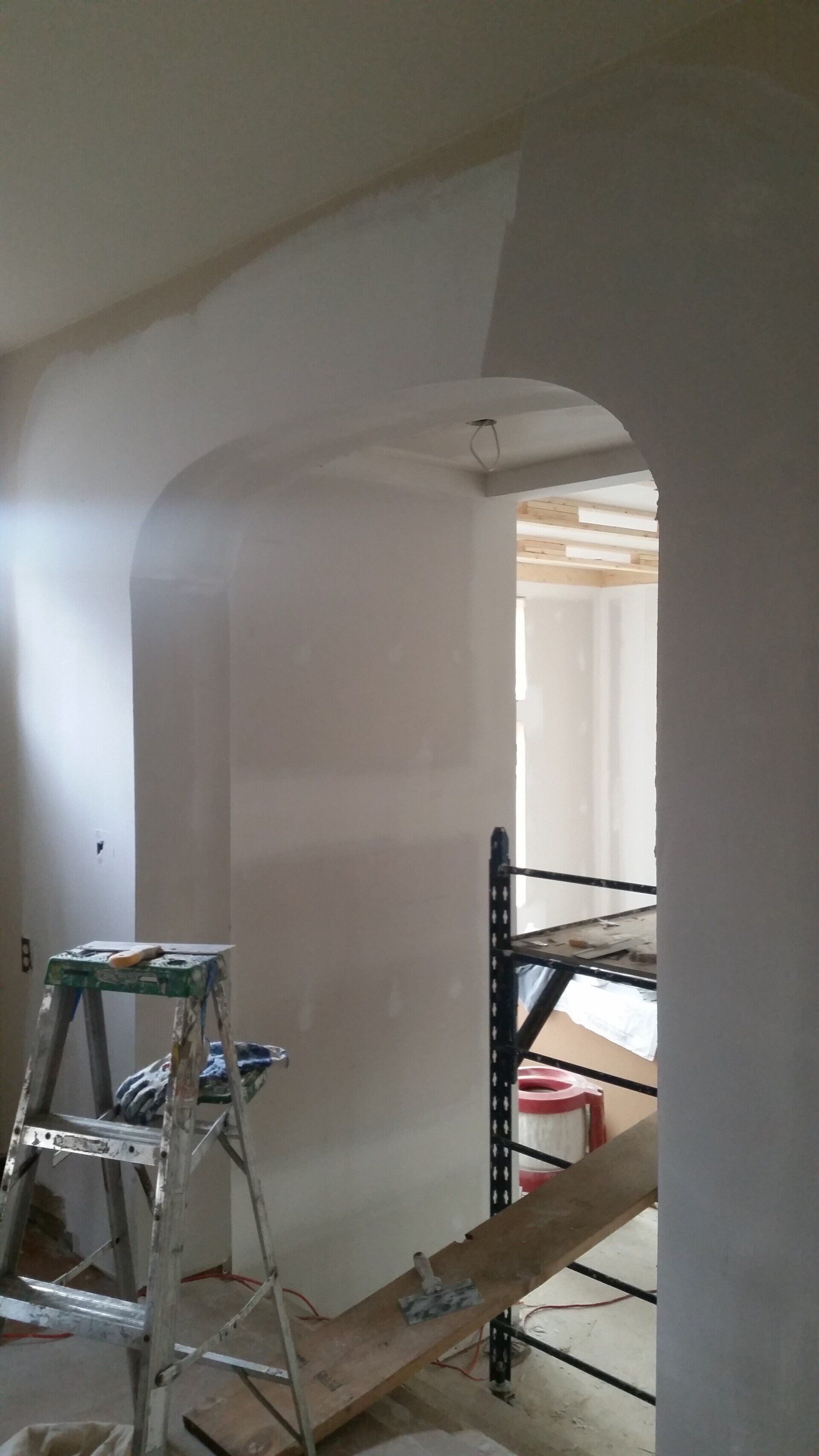 There is a ladder in the middle of the room.