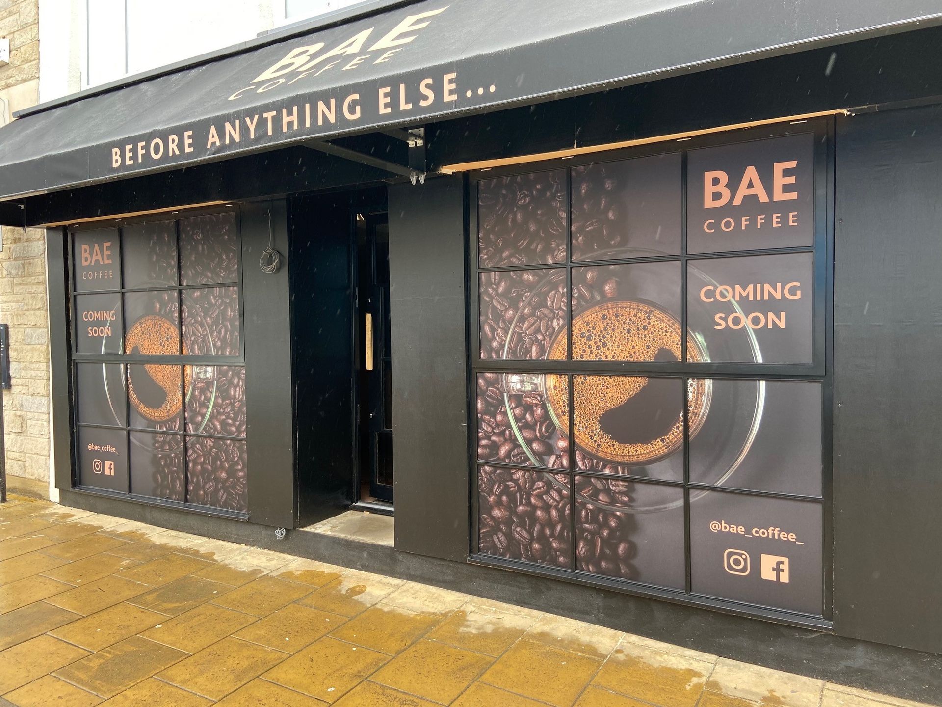 Bae coffee window signage