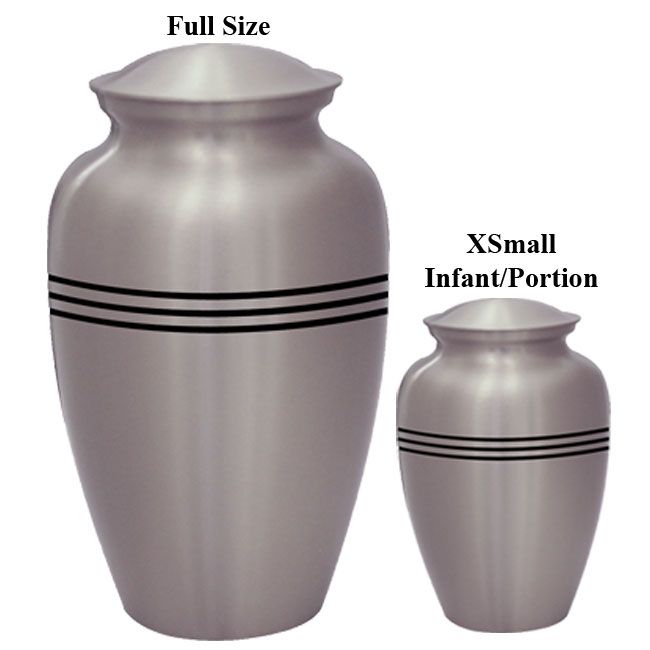 A full size urn and an xsmall urn are shown side by side