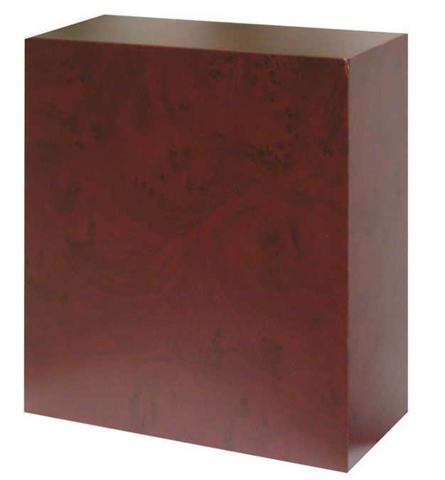 A brown wooden box with a white background