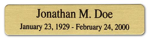 A gold plaque with the name jonathan m. doe on it