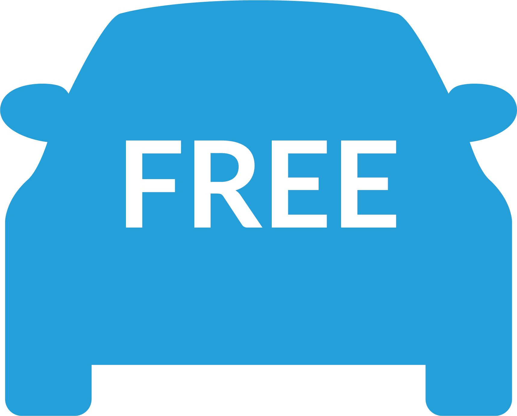 A blue car with a clock and an arrow around it.