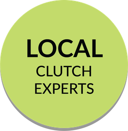 A blue circle with the words `` local clutch experts '' written on it.