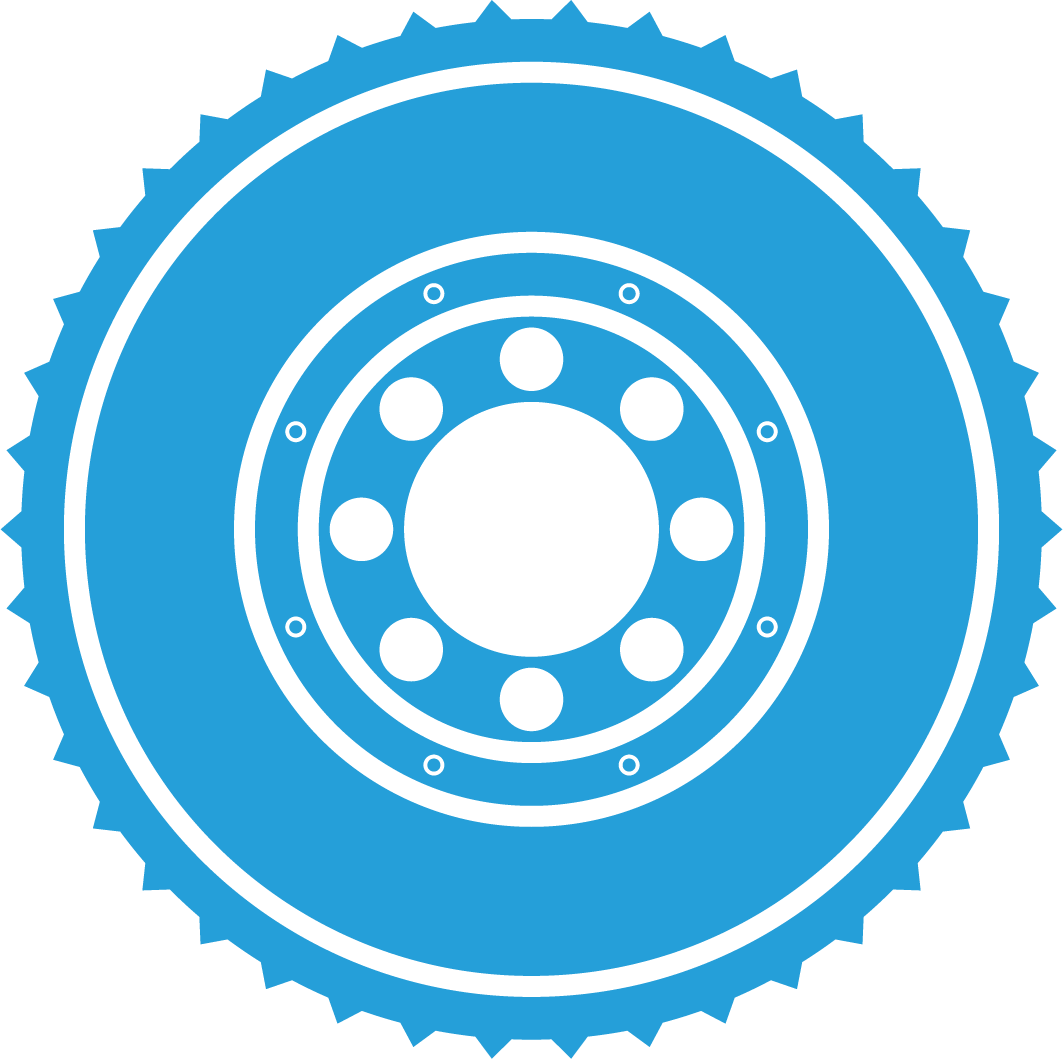 A blue circle with a white circle in the middle on a white background.