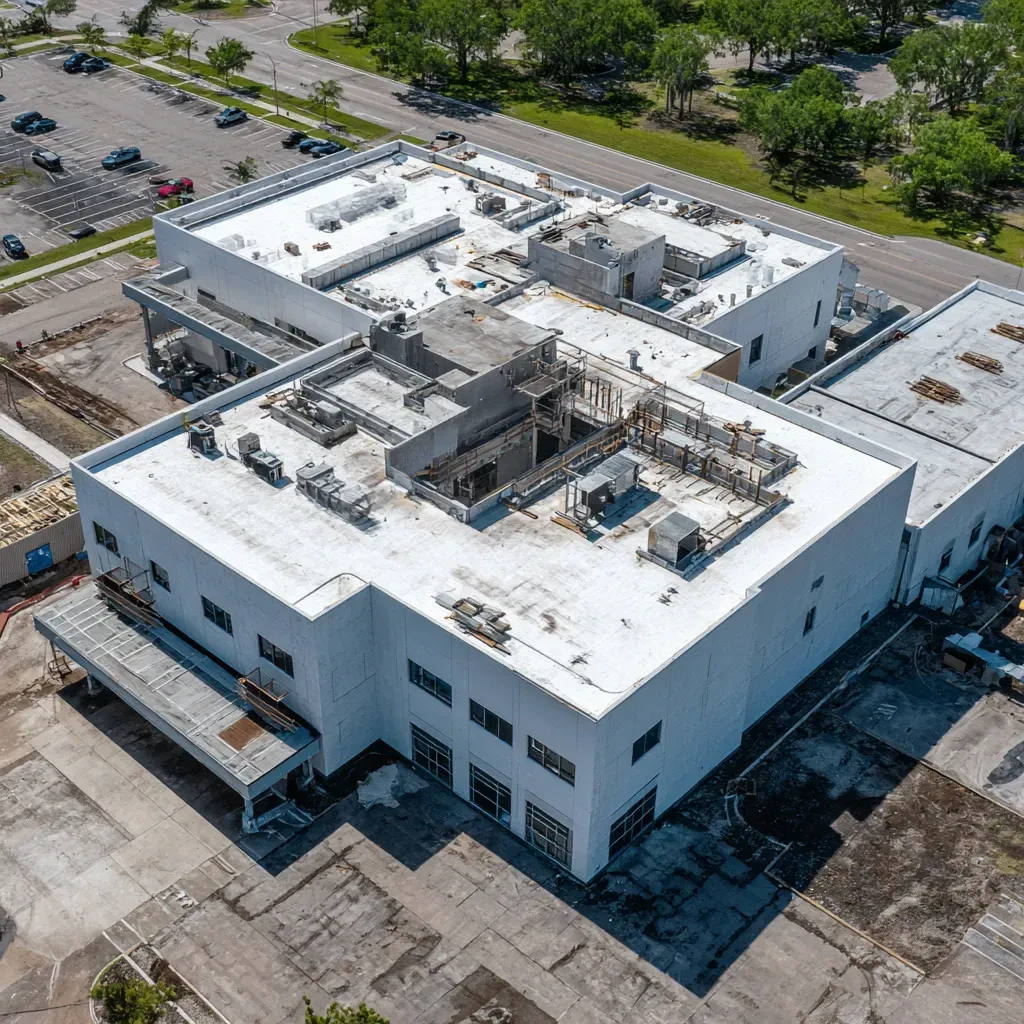 GAF commercial flat roofing Brandon FL installing EverGuard membranes, T-joint patches, and reinforced pipe boot sealing.