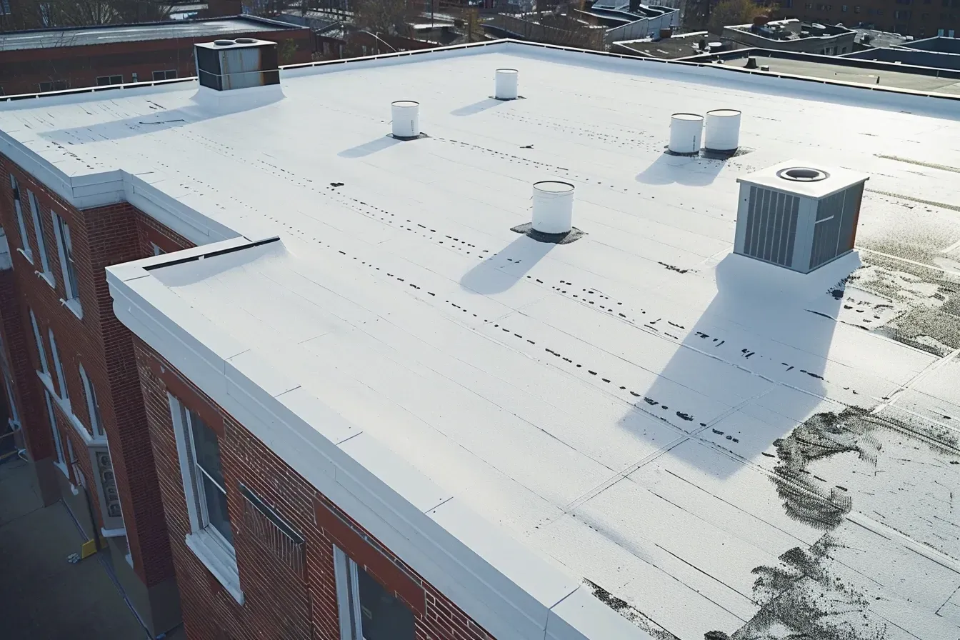 Commercial reflective roofing installation Brandon FL contractors applying Energy Star-rated white TPO systems to reduce rooftop heat and utility costs.