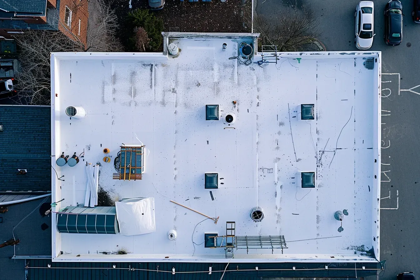 Cool roofing systems Brandon FL installed with SRI-rated TPO, edge metal, and tapered ISO boards for optimal water and heat flow.