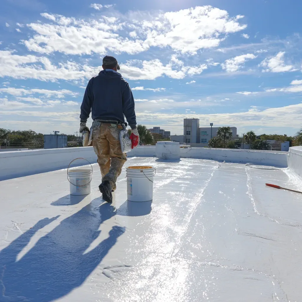 Reflective flat roofing Brandon FL projects using Carlisle SynTec TPO with hot-air seam welds, corner patches, and hurricane-rated edge metal.