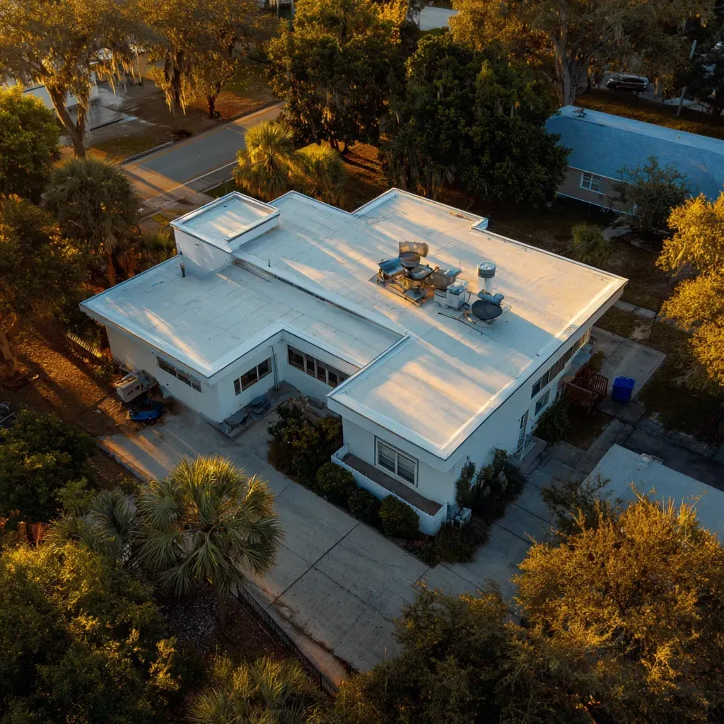 Emergency commercial roof inspection Brandon FL after storms, checking for blow-offs, punctures, and seam uplift in high-wind areas.