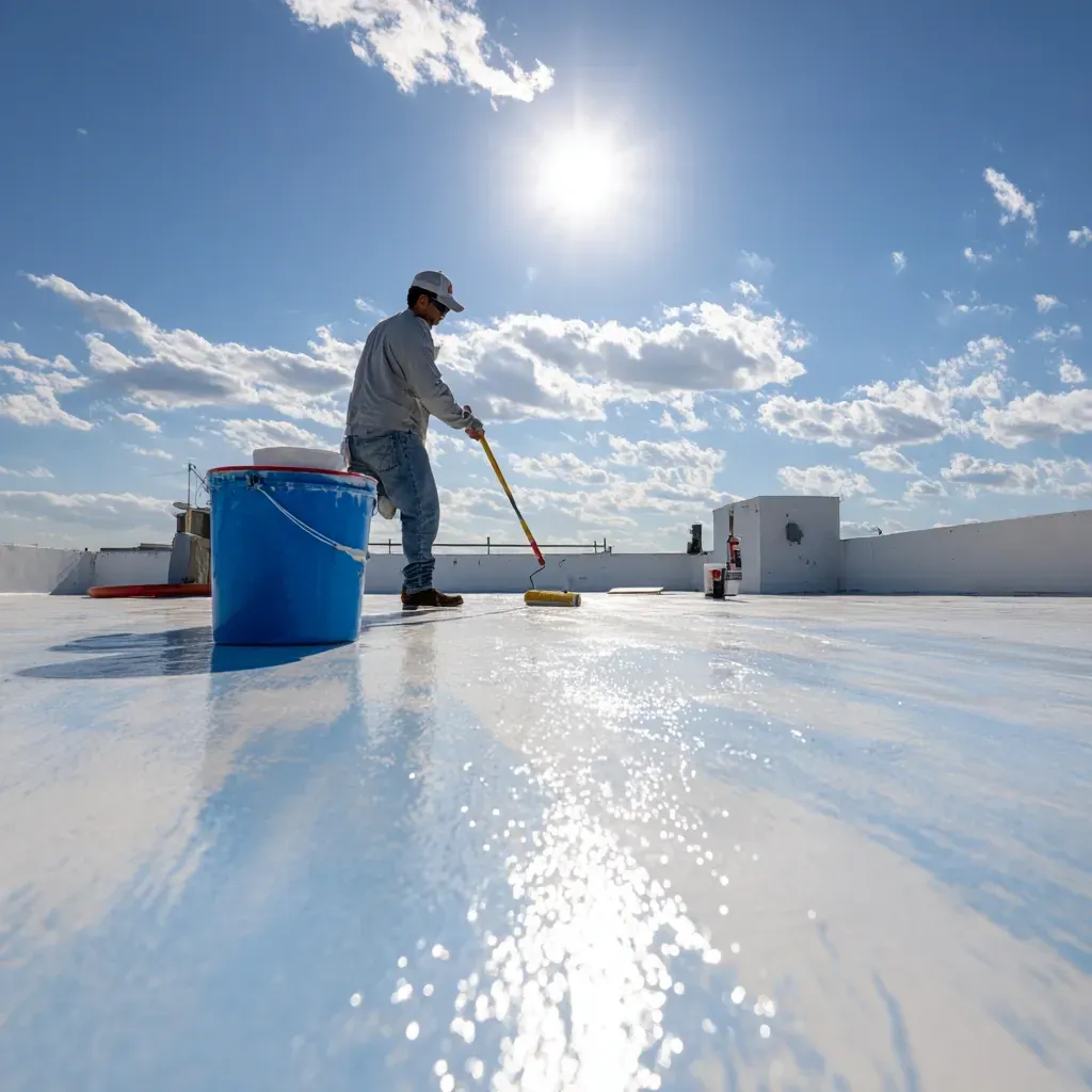 Commercial roof maintenance Brandon FL enhanced with annual recoat planning, topcoat testing, and leak-prevention sealant application.
