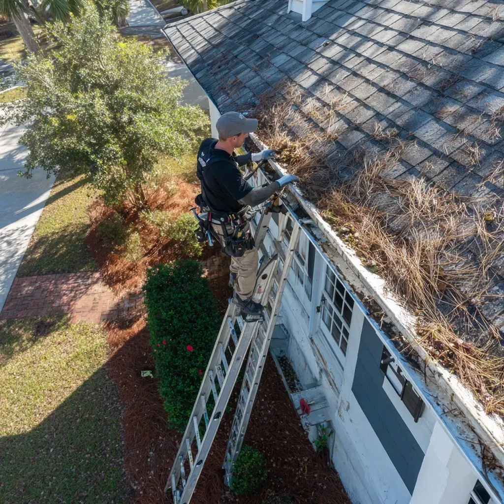 Brandon FL soffit and fascia teams repairing wind-damaged overhangs, reinstalling vented panels, and restoring storm-blown fascia boards.