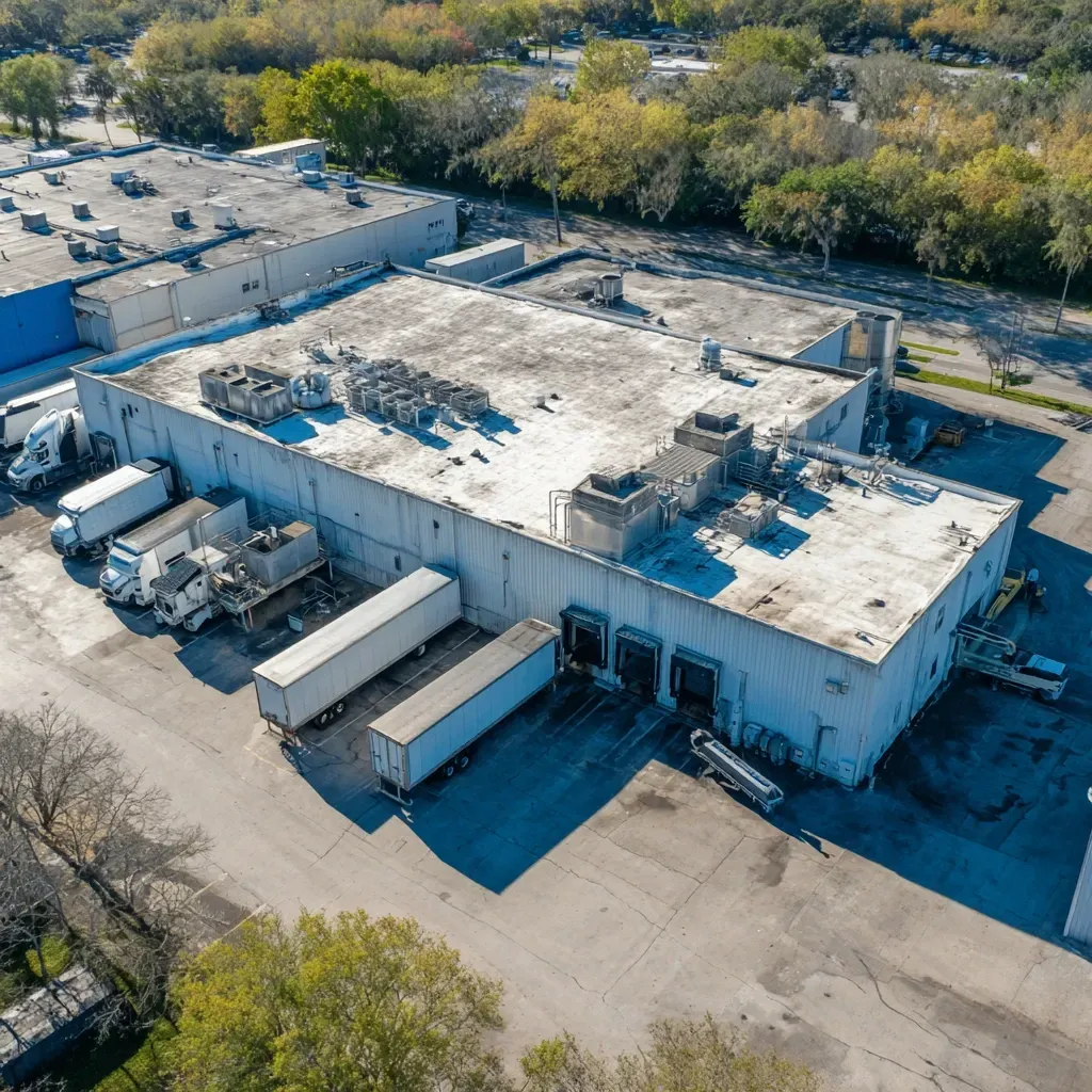GAF TPO flat roofing Brandon FL teams heat-welding seams, installing reinforced edge flashing, and sealing rooftop HVAC units for commercial buildings.