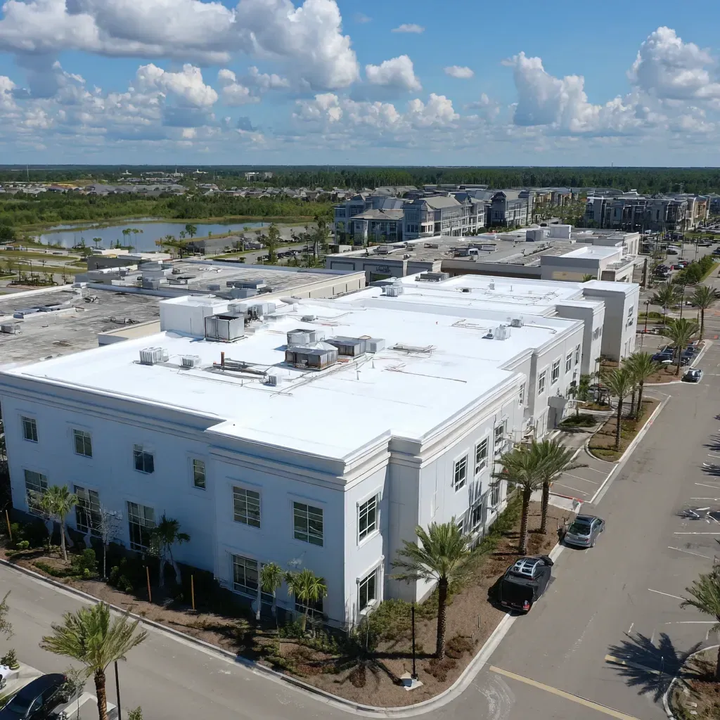 Commercial roof re-sealing Brandon FL restoring aged seams, sealing fasteners, and renewing surfaces with high-performance silicone.