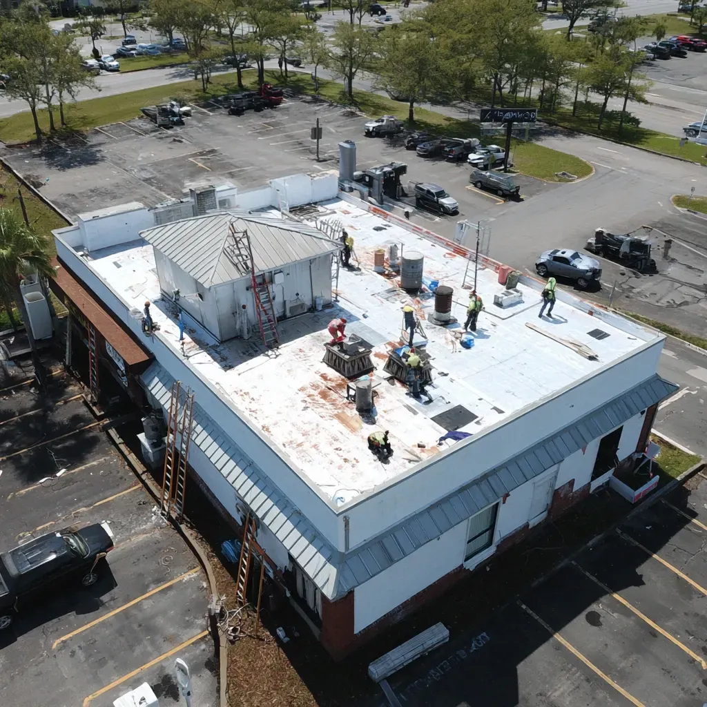 Flat roof preservation services Brandon FL extending membrane lifespan by repairing blistered areas and reinforcing heat-welded seams.