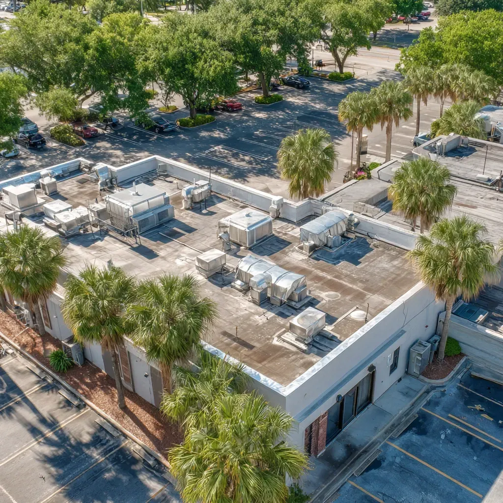 Drone mapping of commercial roofs in Brandon FL as part of maintenance plans and asset condition reporting.