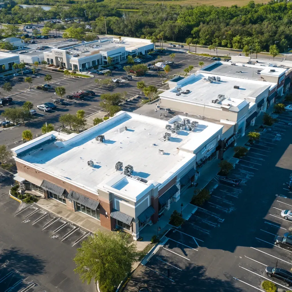 Brandon FL hospital and urgent care centers with large flat roofs optimized for future solar panel arrays and HVAC upgrades.