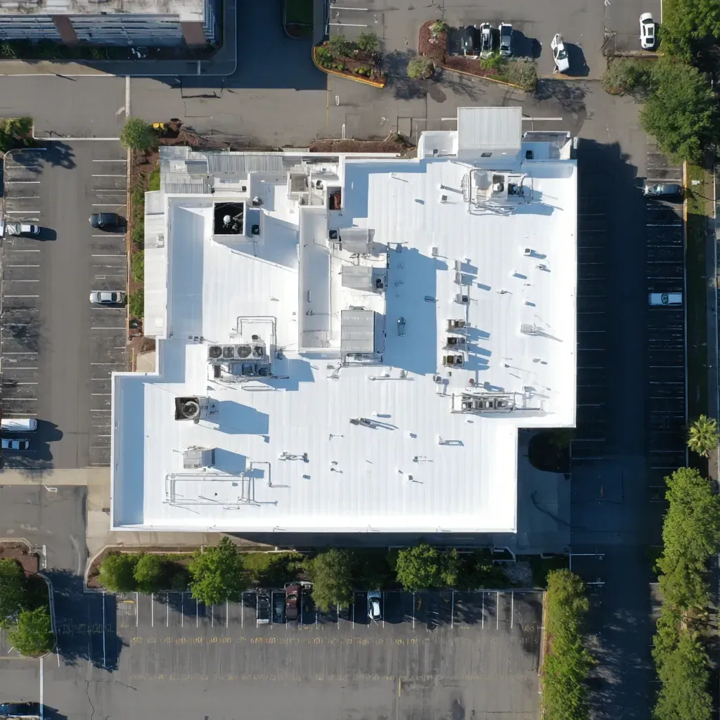 EPDM flat roof Brandon FL experts applying black single-ply membrane, fully adhered systems, and seam tape with termination bars for waterproofing.