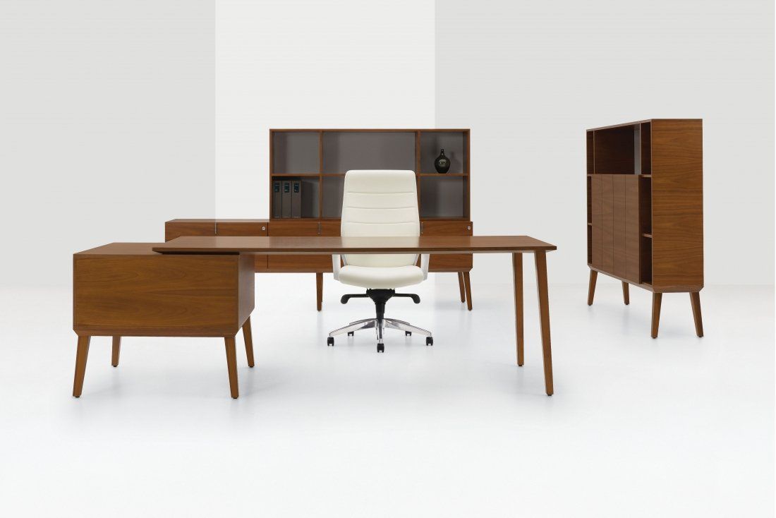 Global Corby mid-century veneer executive office suite