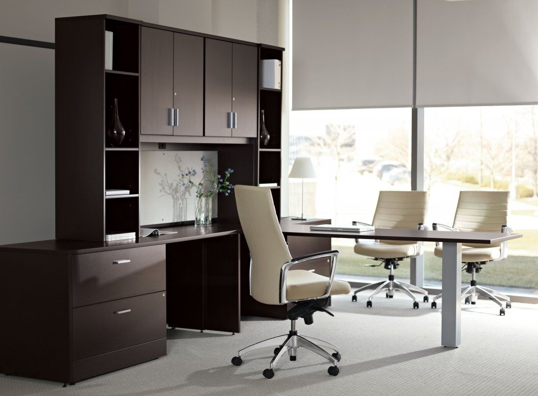 Global Zira modern L-shape desk with hutch