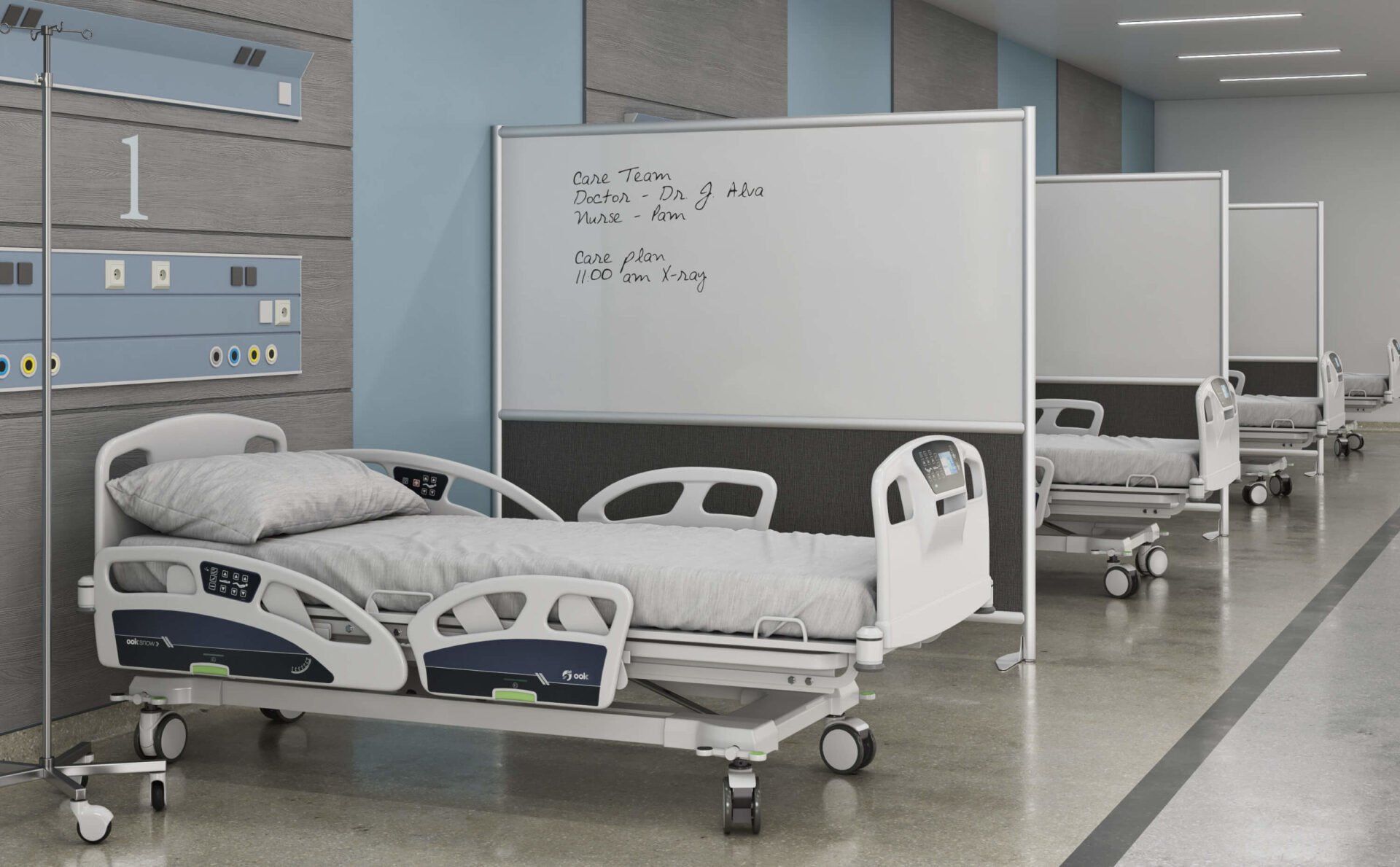 Duplex Walls room dividers with whiteboard (healthcare)