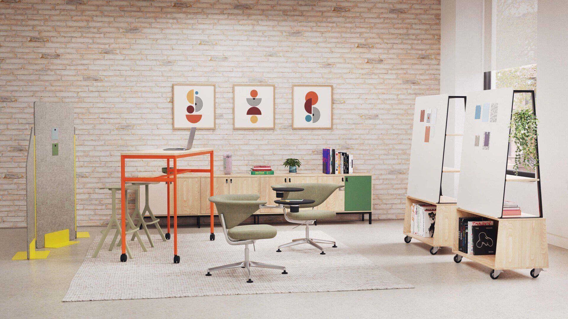 Senator Play storage & tables with Sholes multi-purpose chairs