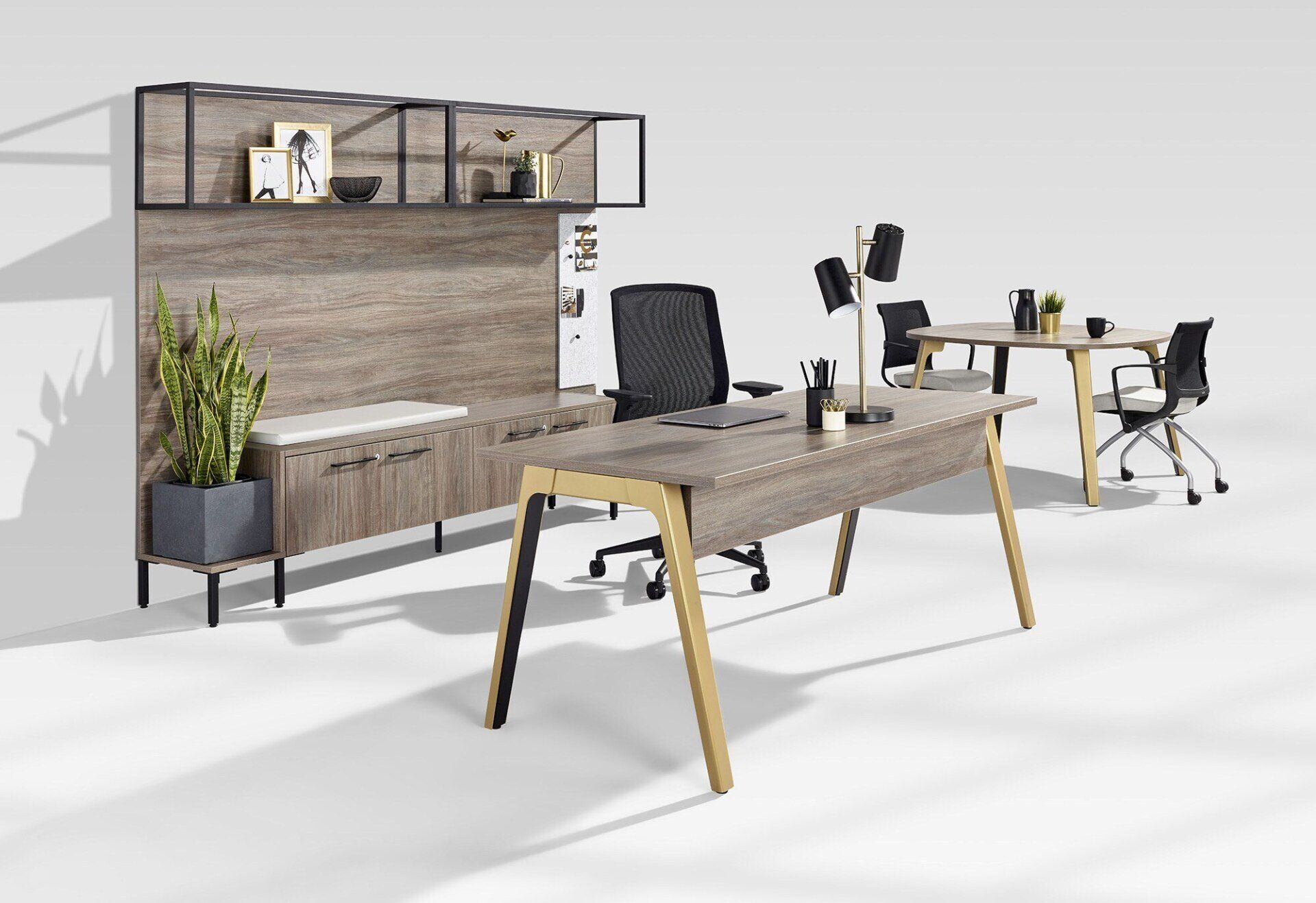 Halifax mid-century inspired executive desk with meeting table