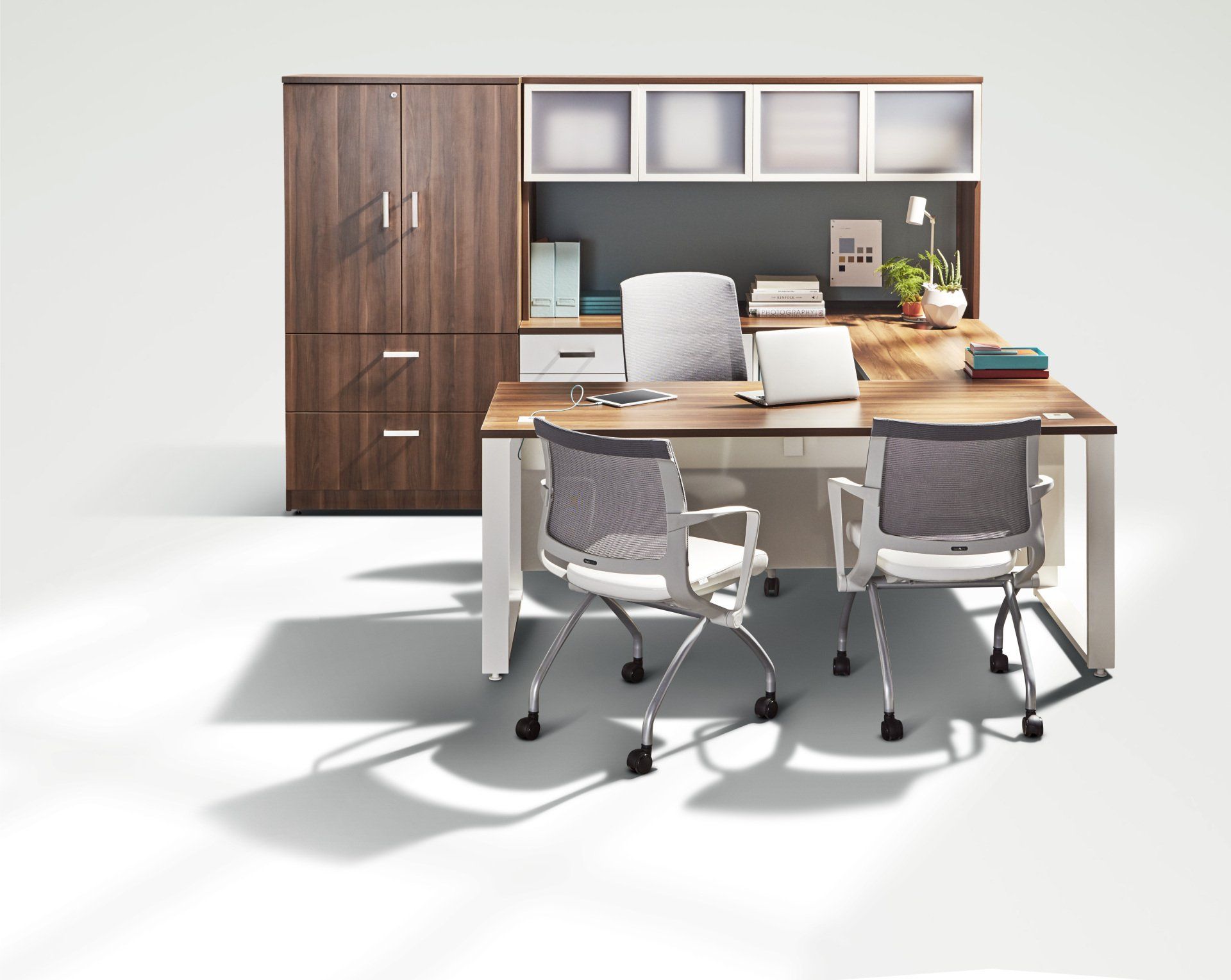 Tayco Metro contemporary U-shape desk & tall storage cabinet