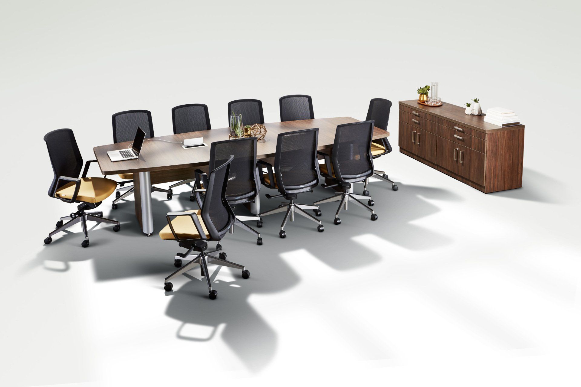 Metro boat-shape conference table with credenza