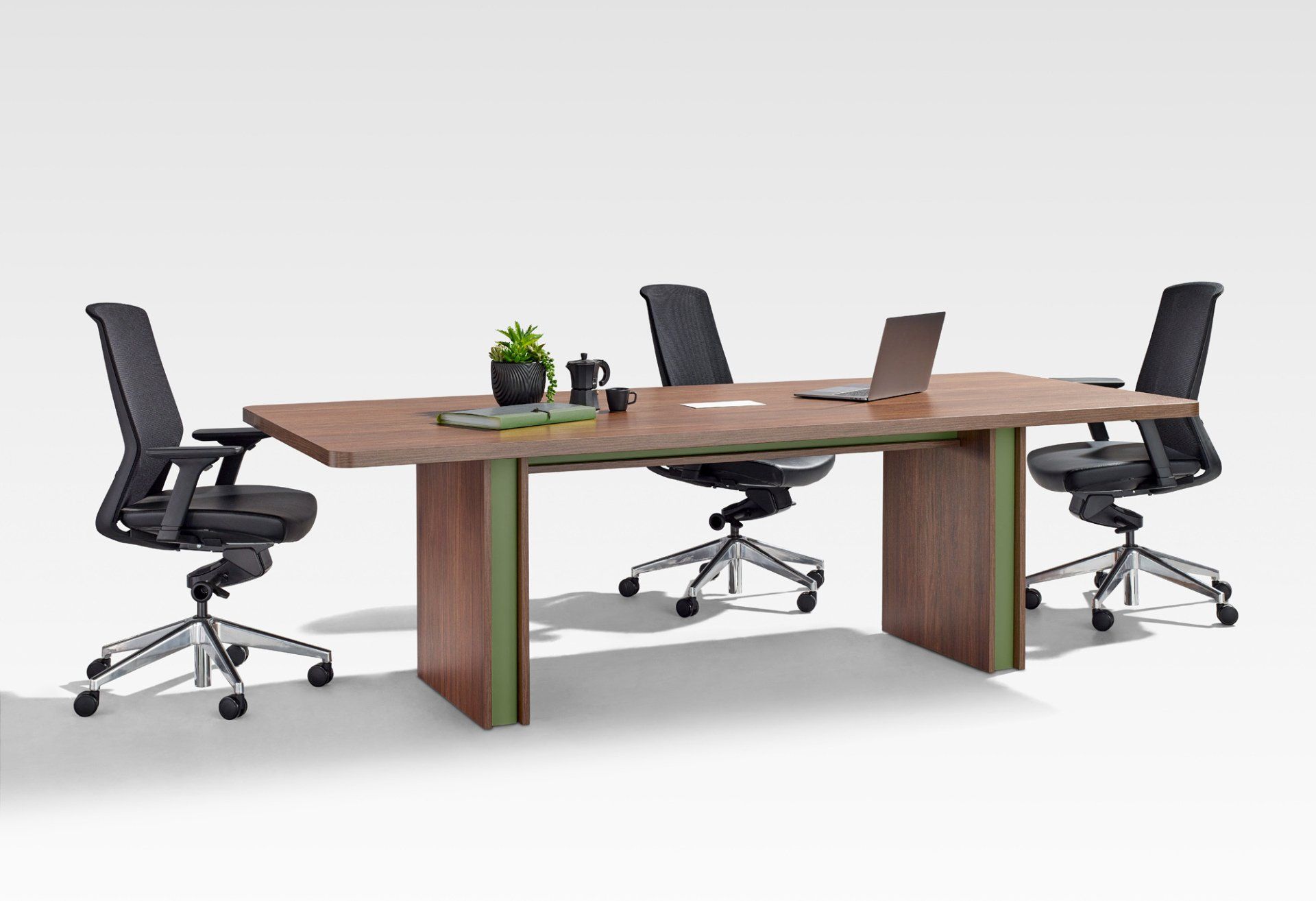 Norris boardroom table with contrasting green infill