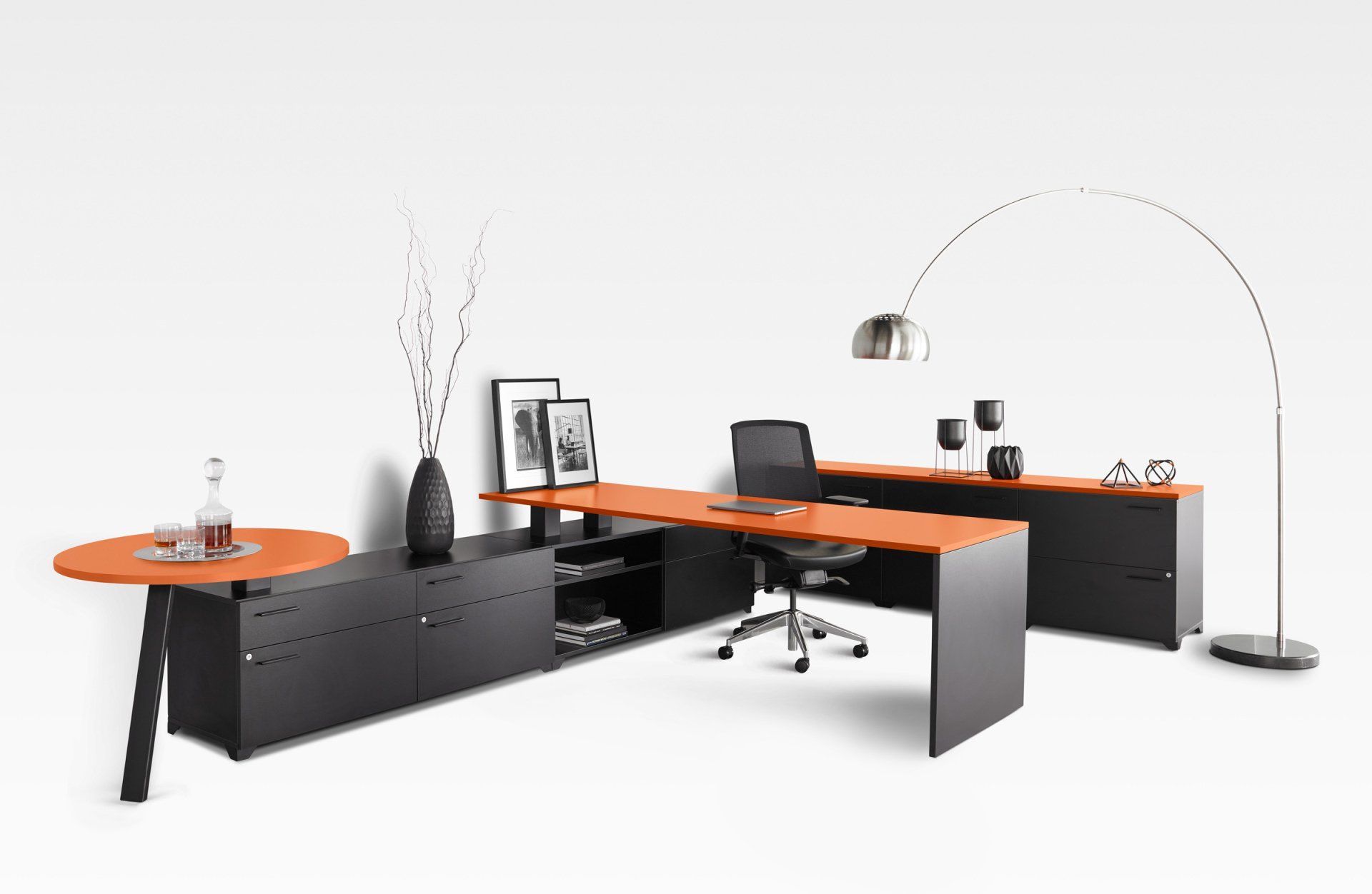 Tayco Scene executive desk with storage-mounted table
