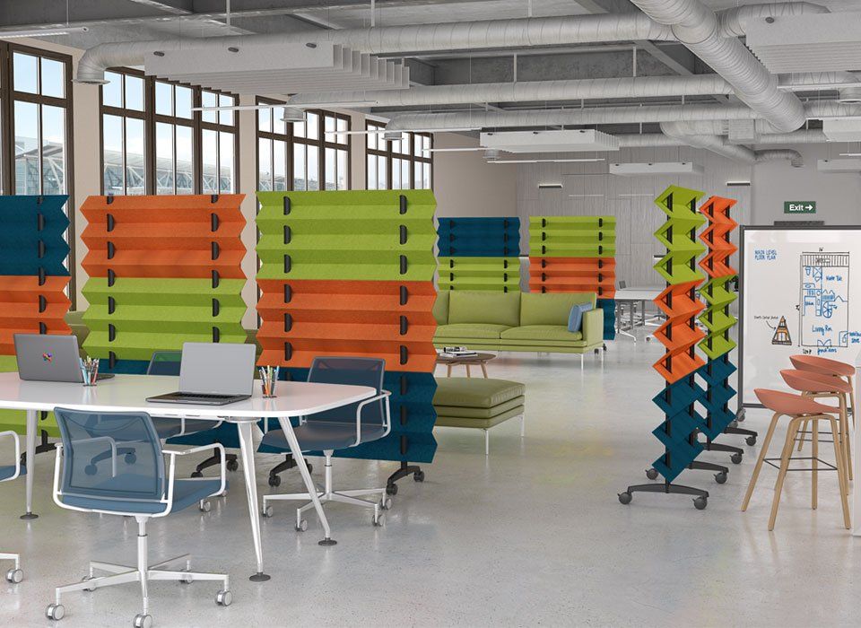 MergeWorks Zag mobile acoustic room dividers