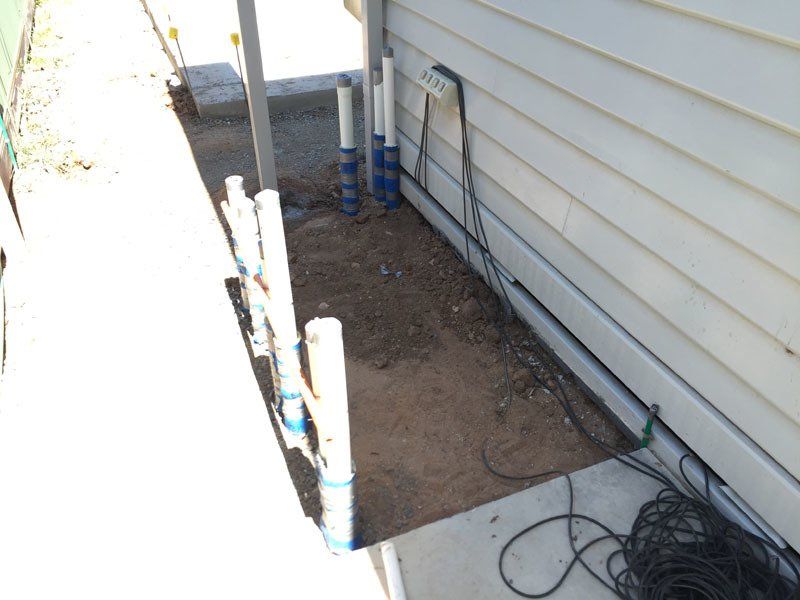 View of installed plastic pipes