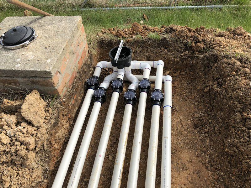 View of a pool piping system