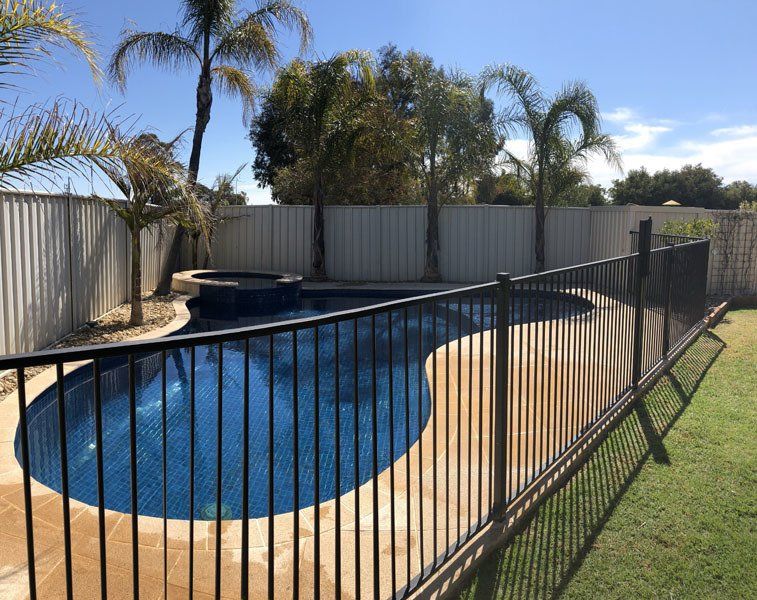 pool with metal fence