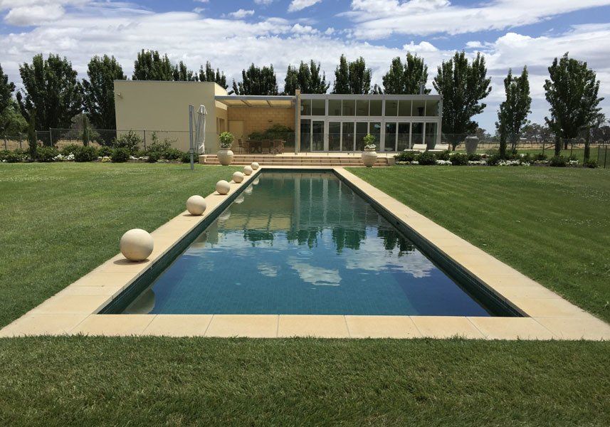 rectangle pool in a garden