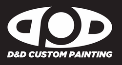 A black and white logo for d & d custom painting