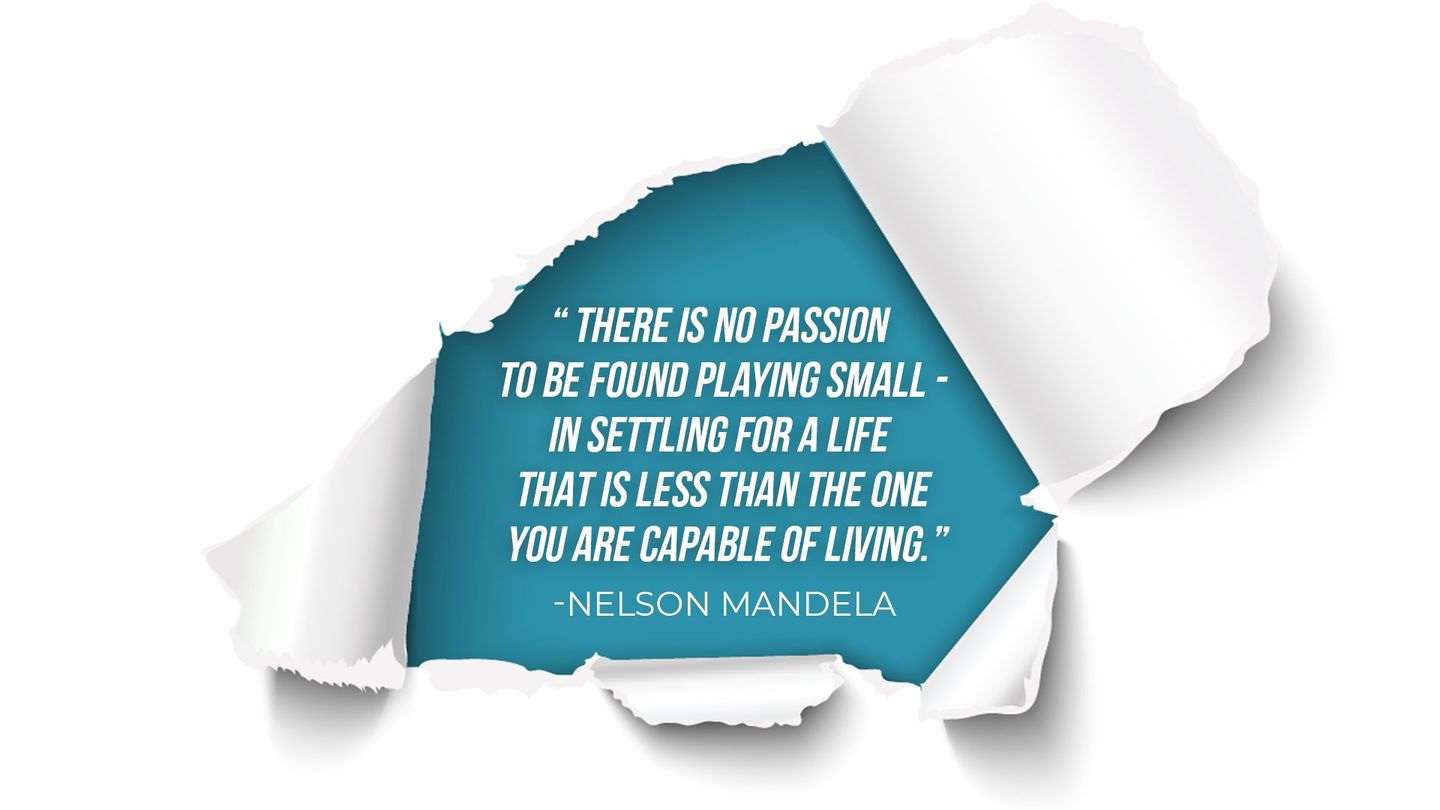 A quote from nelson mandela is written on a piece of torn paper