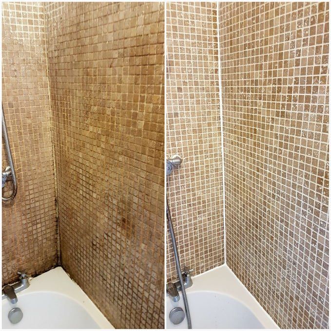 travertine shower cleaned