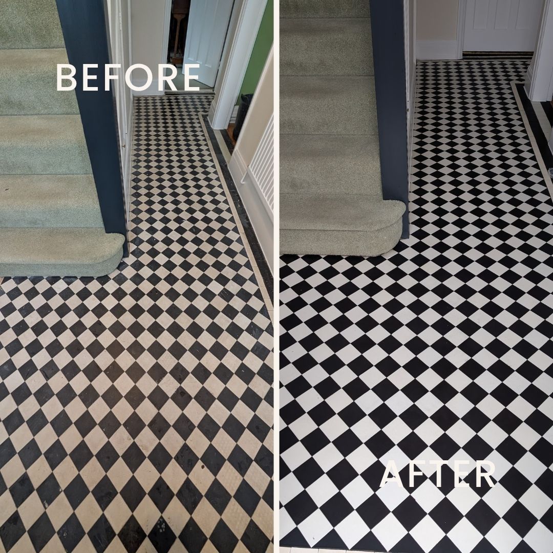 Victorian tile restoration St Helens before and after – deep cleaning, resin repairs, sealing