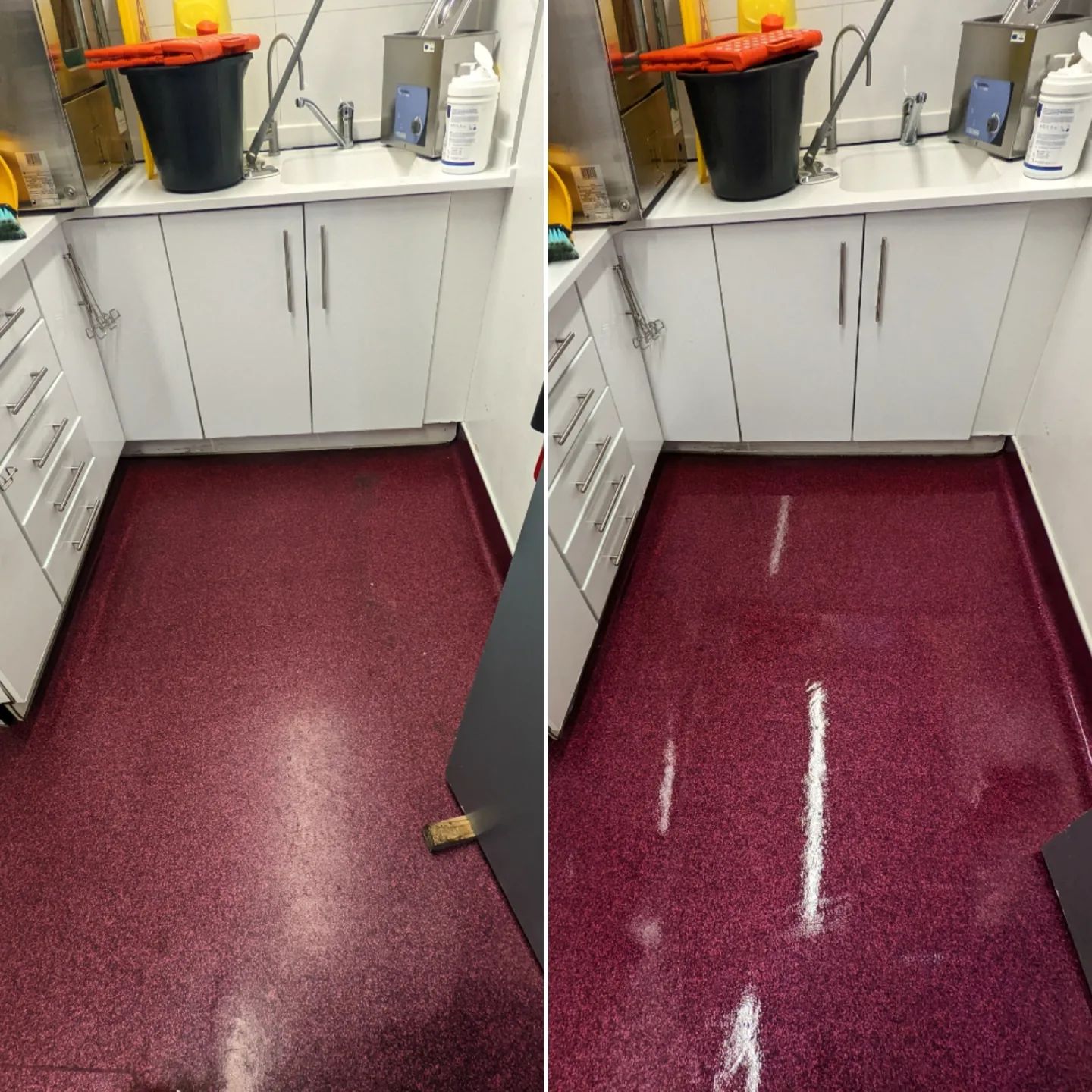 VINYL FLOOR DEEP CLEANING AND SEALING IN AN ORTHODONTIC dental CENTRE IN HEATON MERSEY, MANCHESTER